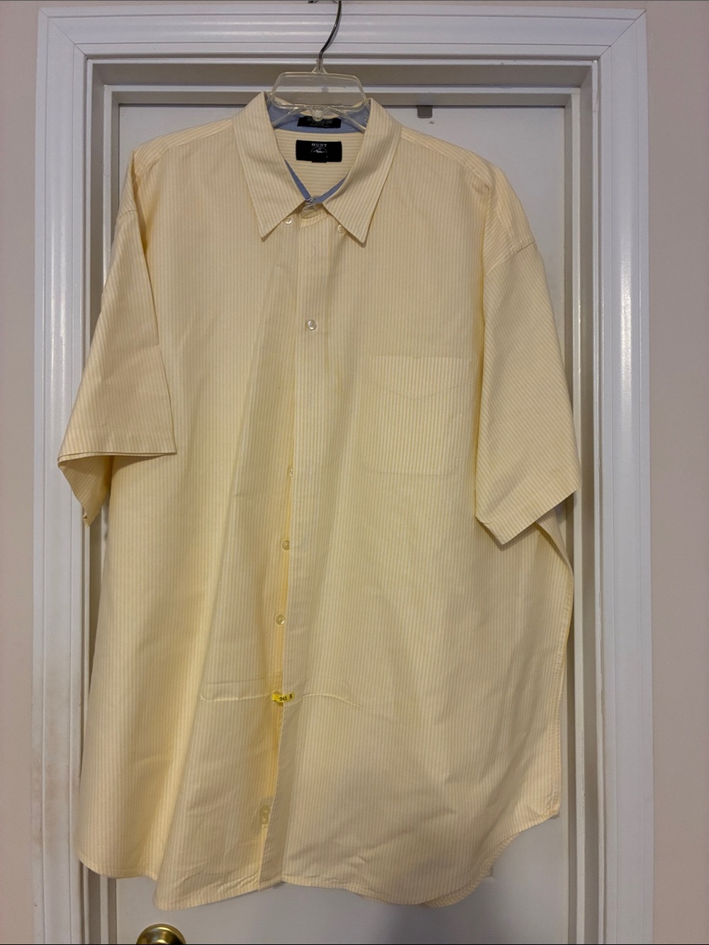 Men’s 2XLT Hunt Club Light Yellow Short-Sleeve Button-Down Shirt